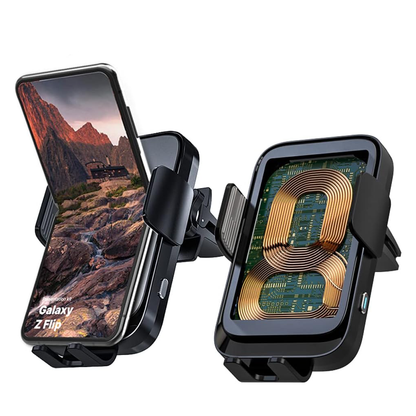 Chargeur de voiture sans fil – Double bobine, support pour Galaxy Z Flip 5/4/3, S22/S21, iPhone 14/13