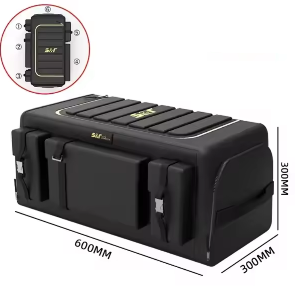 Organisateur de coffre avec couvercle – Boîte pliable en tissu Oxford 70 L avec multi-poches